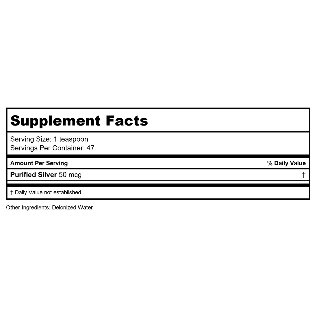 Now Foods Silver Sol 8oz - 1408 - Supplement Facts panel