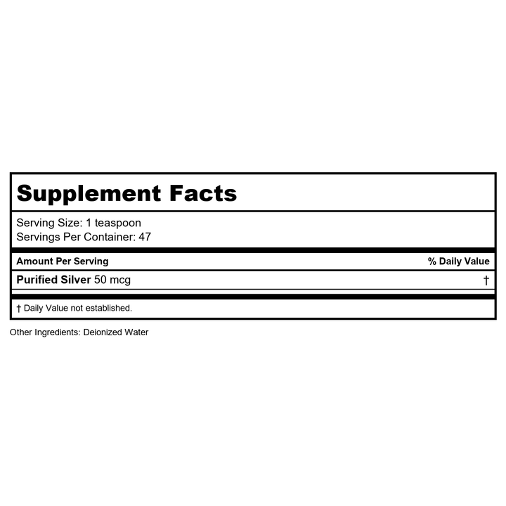 Now Foods Silver Sol 8oz - 1408 - Supplement Facts panel