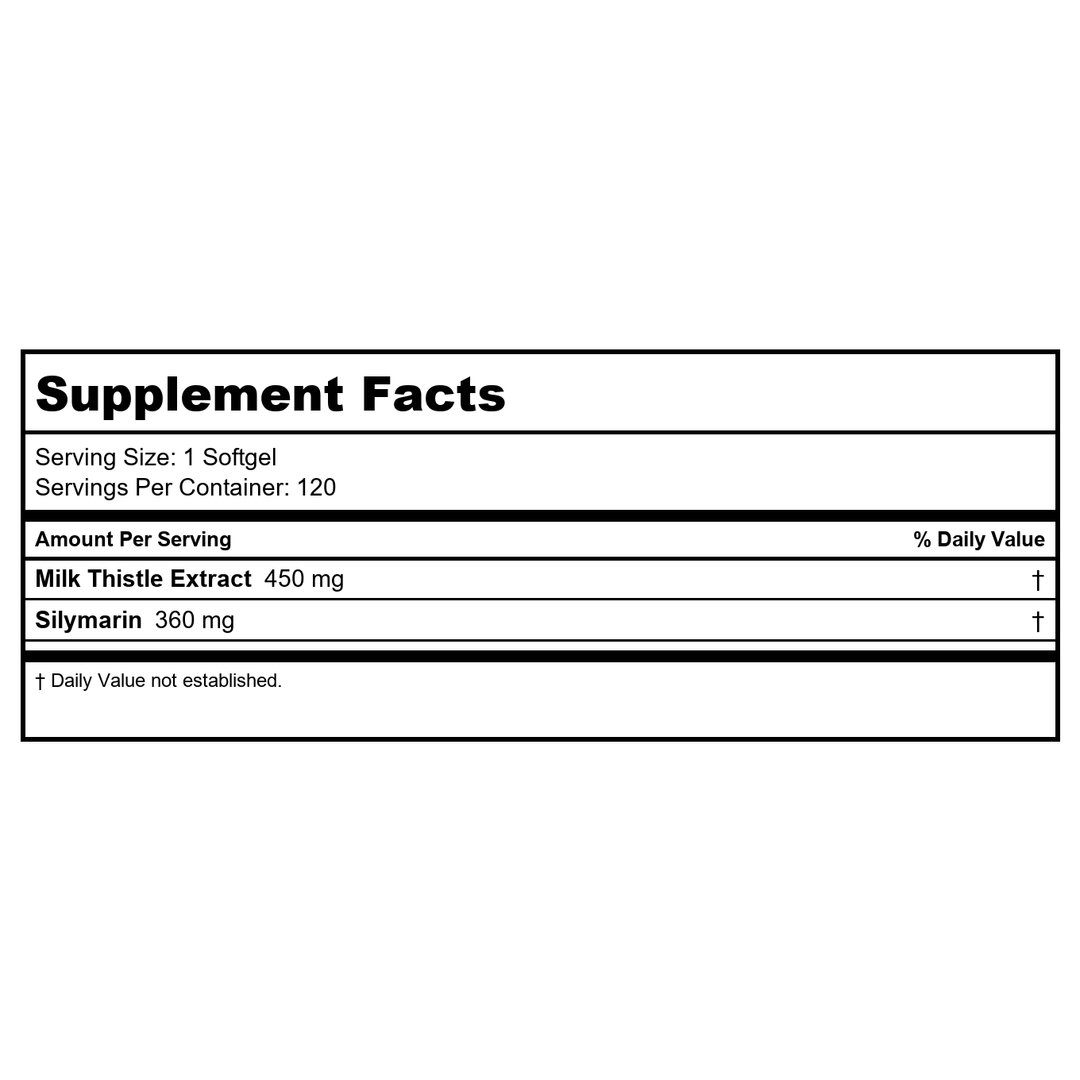 Now Foods Silymarin Milk Thistle Extract Extra Strength 450 mg 120 Softgels - 4785 - Supplement Facts panel