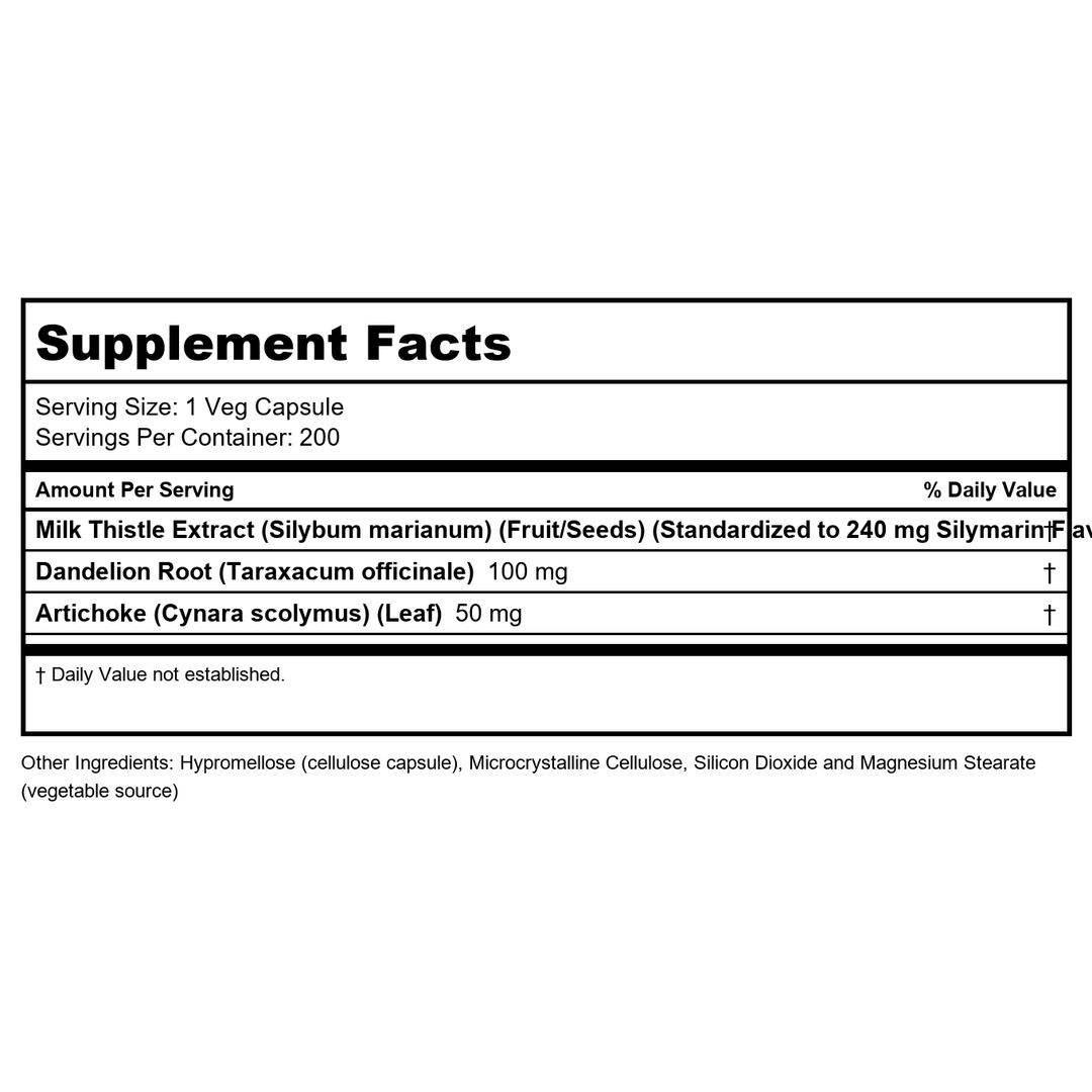 Now Foods Silymarin Double Strength 300 mg 200 Vcaps - 4753 - Supplement Facts panel