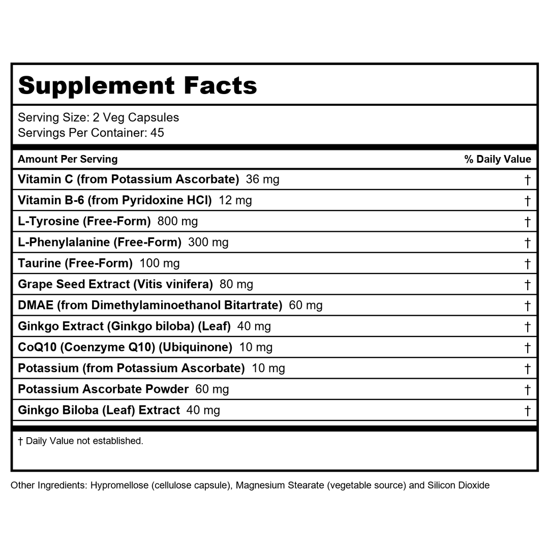 Now Foods True Focus 90 Vcaps - 0157 - Supplement Facts panel
