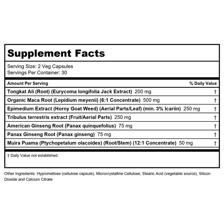 Now Foods TestoJack 200 Extra Strength 60 Vcaps - 2198 - - Supplement Facts panel
