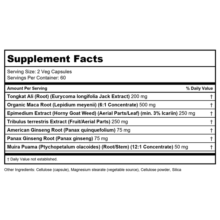 Now Foods TestoJack 200 Extra Strength 120 Vcaps - 2197 - - Supplement Facts panel