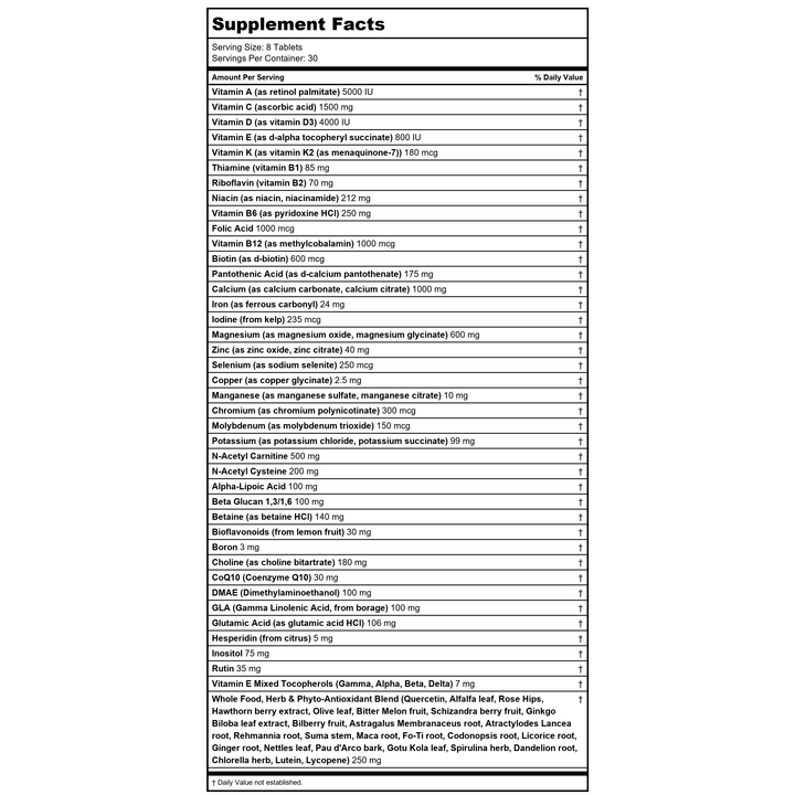 Now Foods Super Nutrition Super Immune 240 Tablets  SU187 - Supplement Facts panel