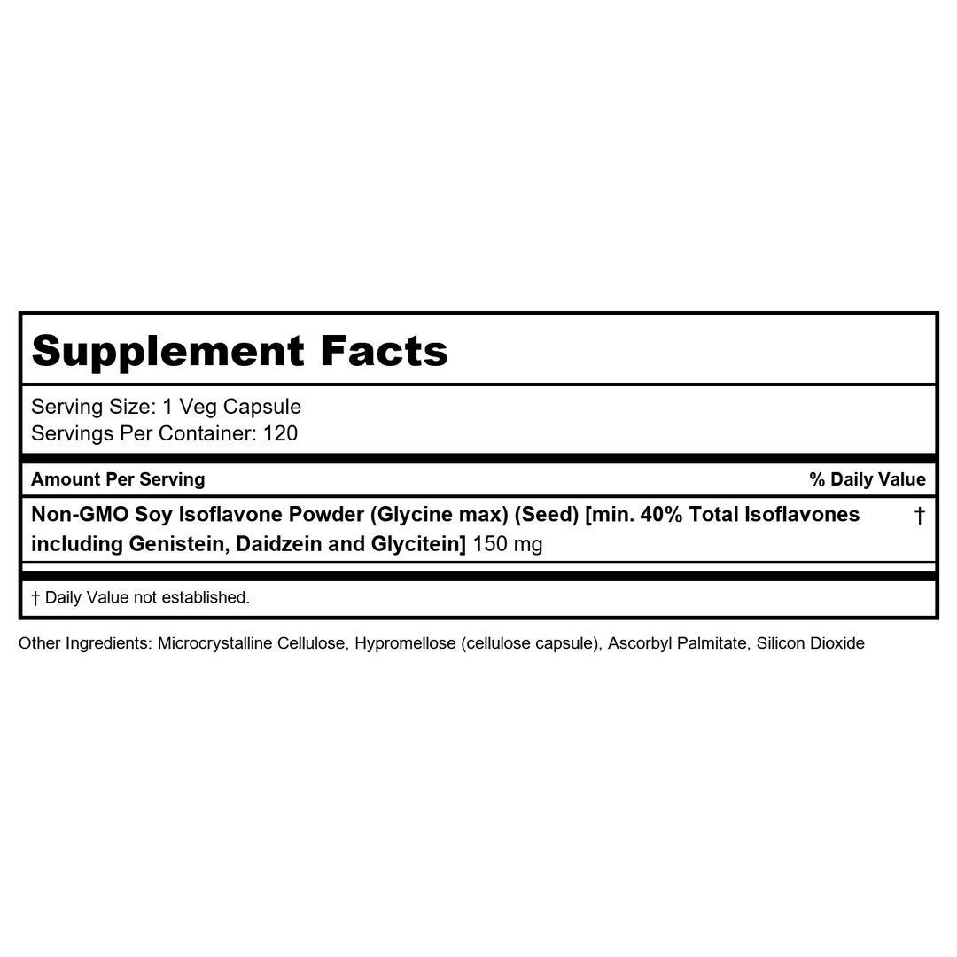 Now Foods Soy Isoflavones 60 mg 120 Vcaps - 3288 - Supplement Facts panel