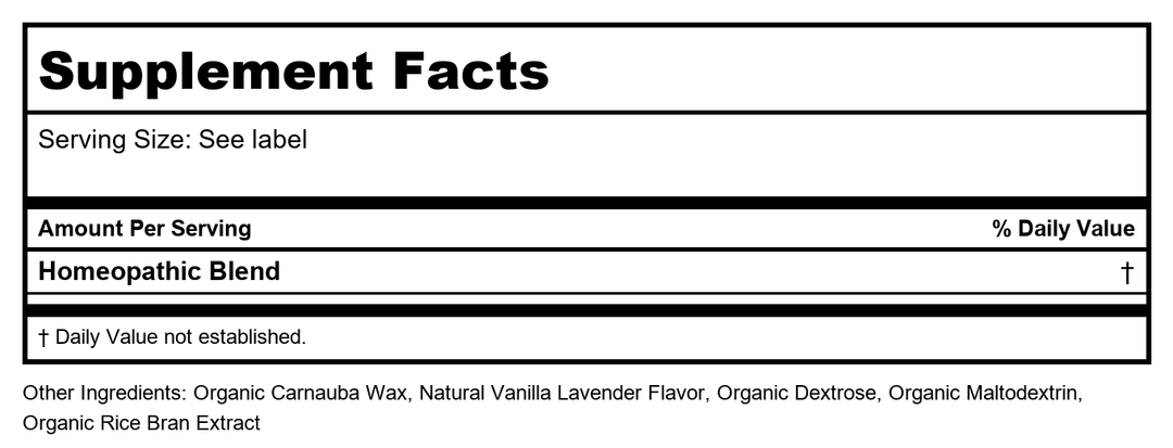 Genexa Stress Relief Vanilla Lavender Flavor 60 Chewable Tablets - 3 Pack - Supplement Facts panel
