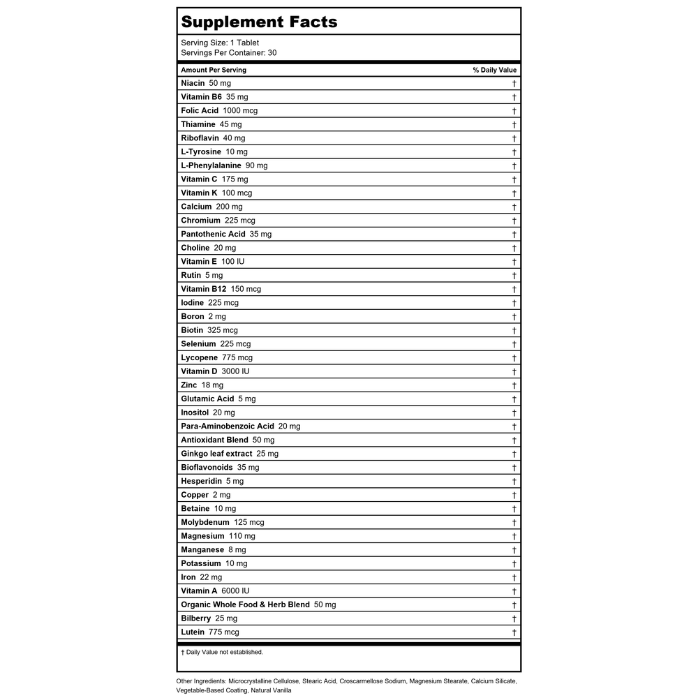 Now Foods Super Nutrition SimplyOne 50+ Women 30 Tablets - SU199 - Supplement Facts panel