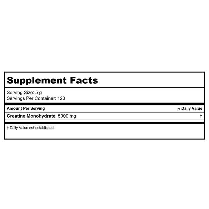 Now Sports Creatine Monohydrate Powder 21.2 Oz - 2031 - Supplement Facts panel
