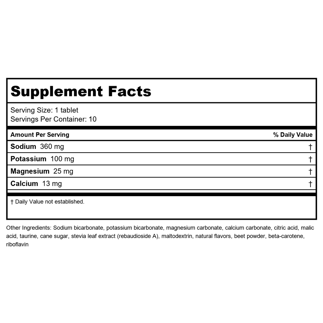 Now Sports Effer-Hydrate Effervescent Mixed Berry 10 Tablets - 2242 - Supplement Facts panel