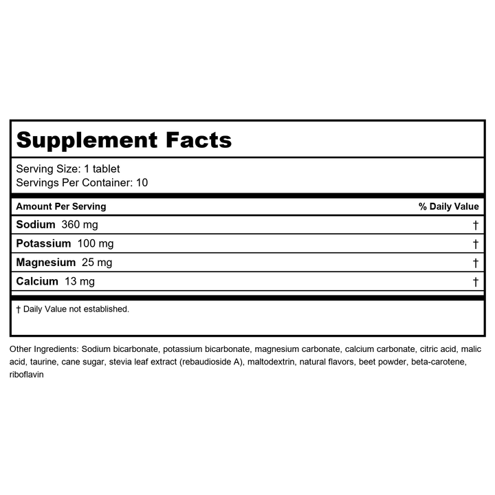 Now Sports Effer-Hydrate Effervescent Mixed Berry 10 Tablets - 2242 - Supplement Facts panel