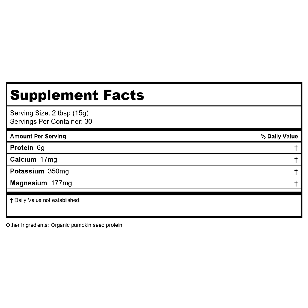 Now Sports Pumpkin Seed Protein Organic Powder 1 Pound - 2227 - Supplement Facts panel