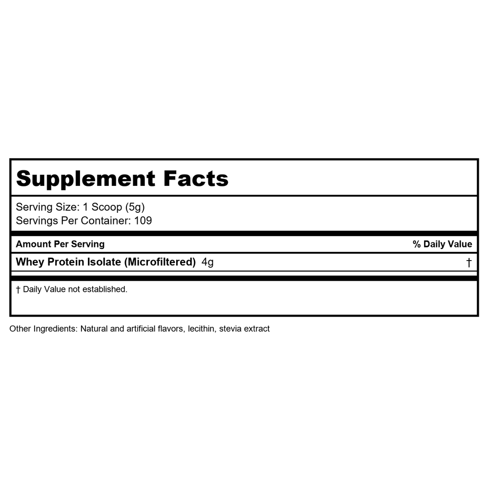 Now Sports Whey Protein Isolate Unflavored Powder 1.2 Pounds - 2172 - Supplement Facts panel