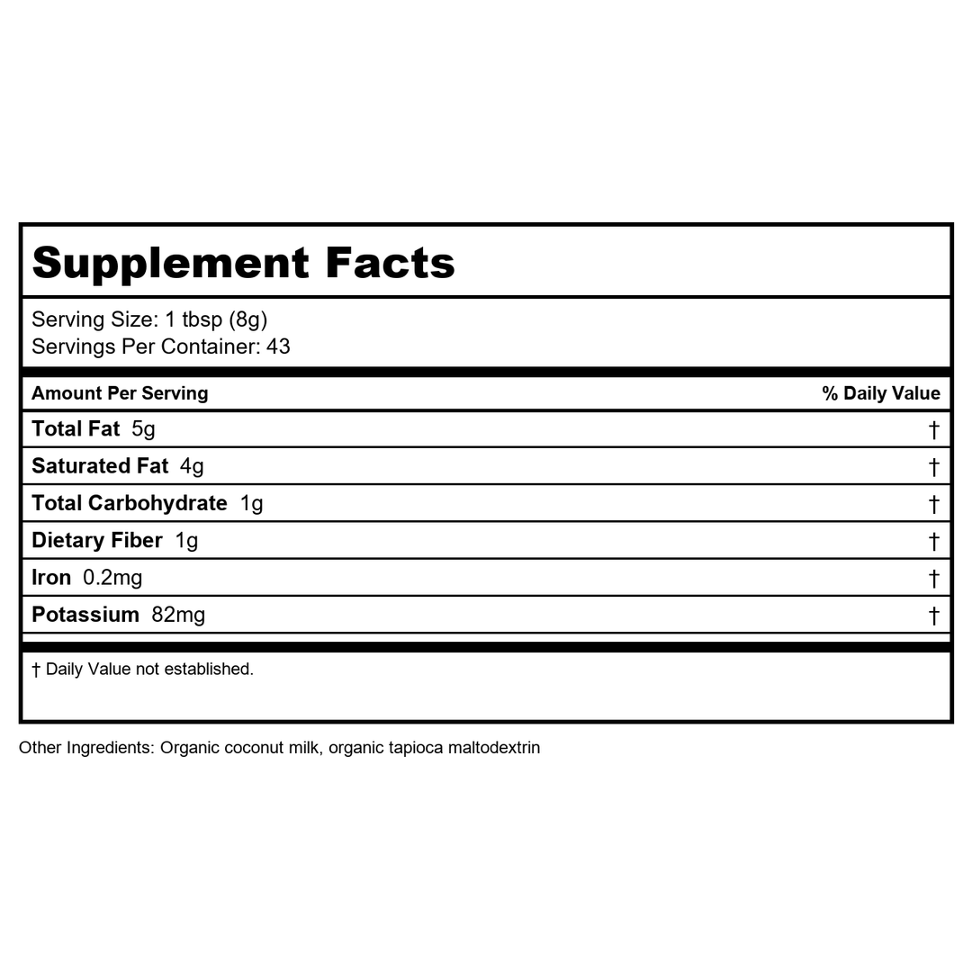 Now Real Food Coconut Milk Organic Powder 12 Oz - 5835 - Supplement Facts panel