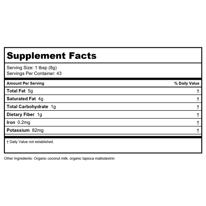 Now Real Food Coconut Milk Organic Powder 12 Oz - 5835 - Supplement Facts panel