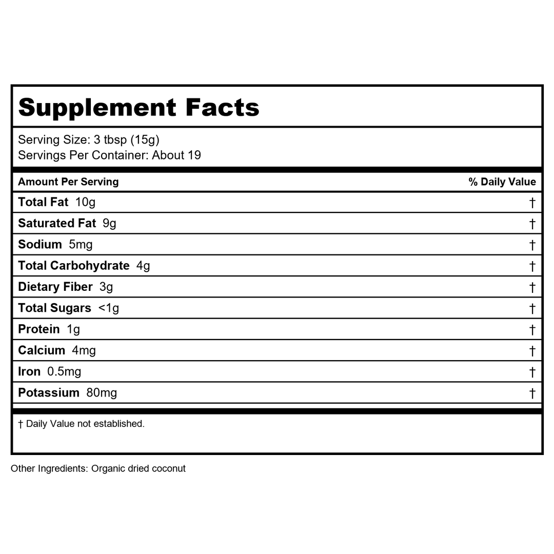 Now Real Food Coconut Organic Unsweetened &amp; Shredded 10 Oz - 5675 - Supplement Facts panel