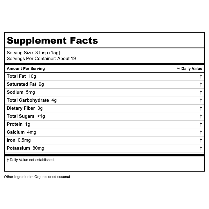 Now Real Food Coconut Organic Unsweetened &amp; Shredded 10 Oz - 5675 - Supplement Facts panel