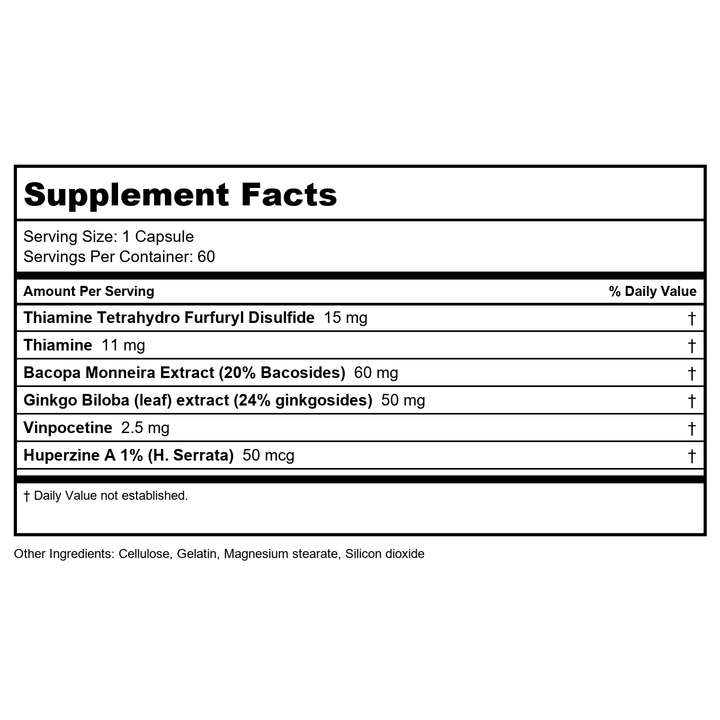 Ecological Formulations Synaptin 60 Capsules - Supplement Facts panel