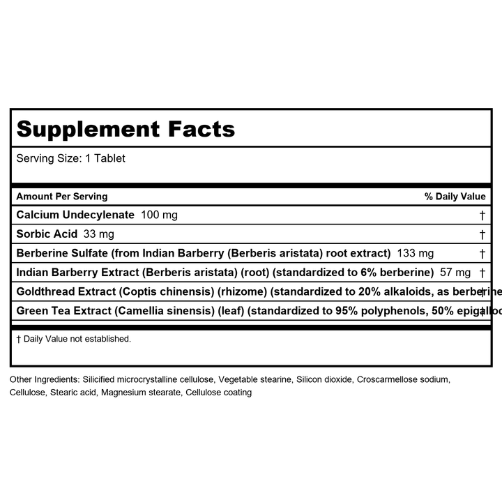Klaire Labs Undecylenic 120 Tablets - Supplement Facts panel