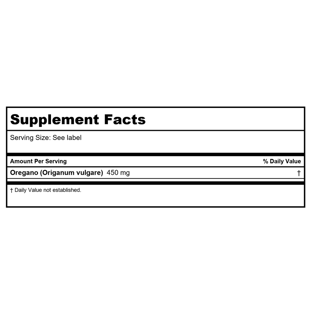 Now Foods Oregano 450 mg 100 Vcaps - 4724 - Supplement Facts panel