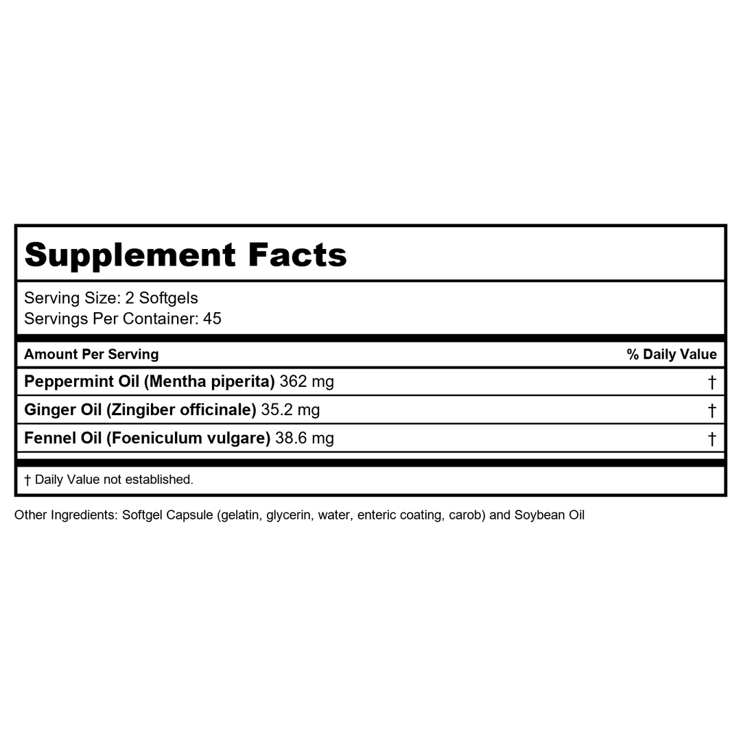 Now Foods Peppermint Gels 90 Softgels - 4727 - Supplement Facts panel