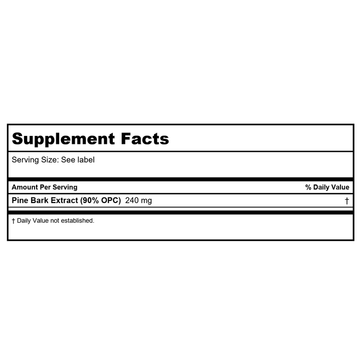 Now Foods Pine Bark Extract 240 mg 90 Vcaps - 3364 - Supplement Facts panel