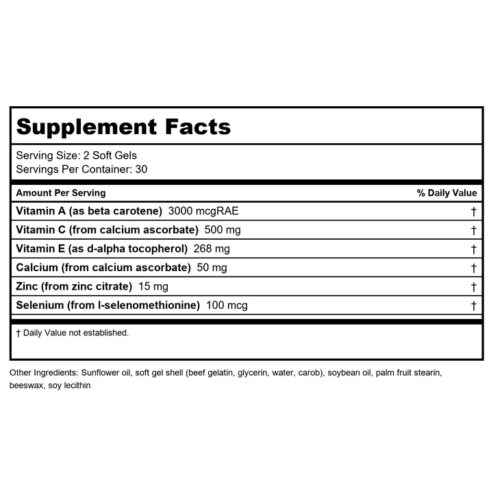 Carlson Lans ACES + Zn 180 Softgels - Supplement Facts panel
