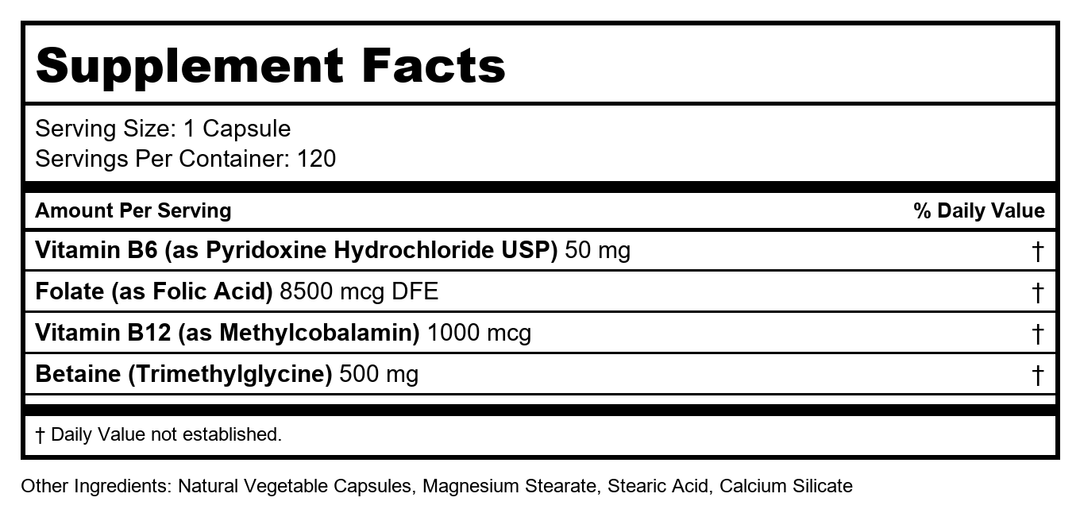 Ortho Molecular Cardio B 120 Capsules - Supplement Facts panel
