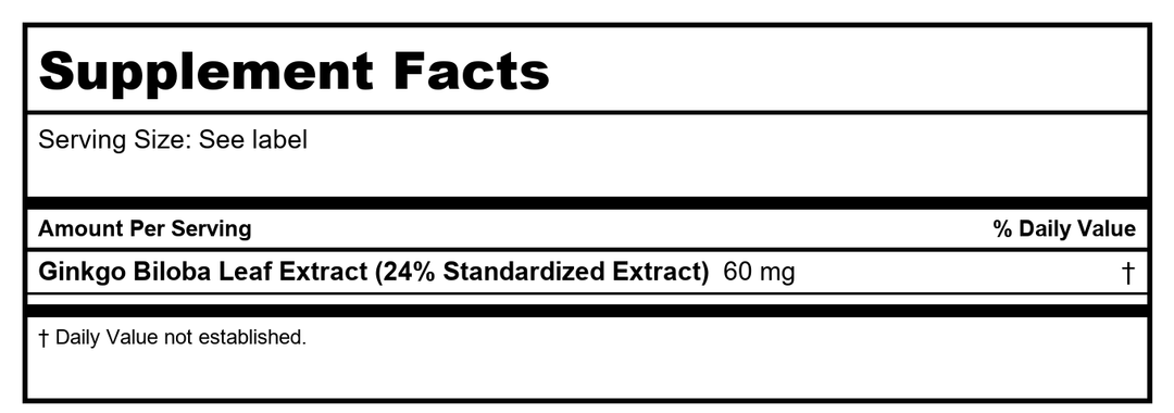 Now Foods Ginkgo Biloba 60 mg 240 Vcaps - 4684 - 2 Pack - Supplement Facts panel