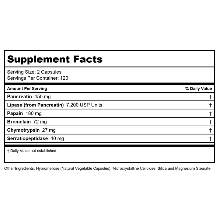 Ortho Molecular Vascuzyme 120 Capsules - B09MZDWCPW - Supplement Facts panel