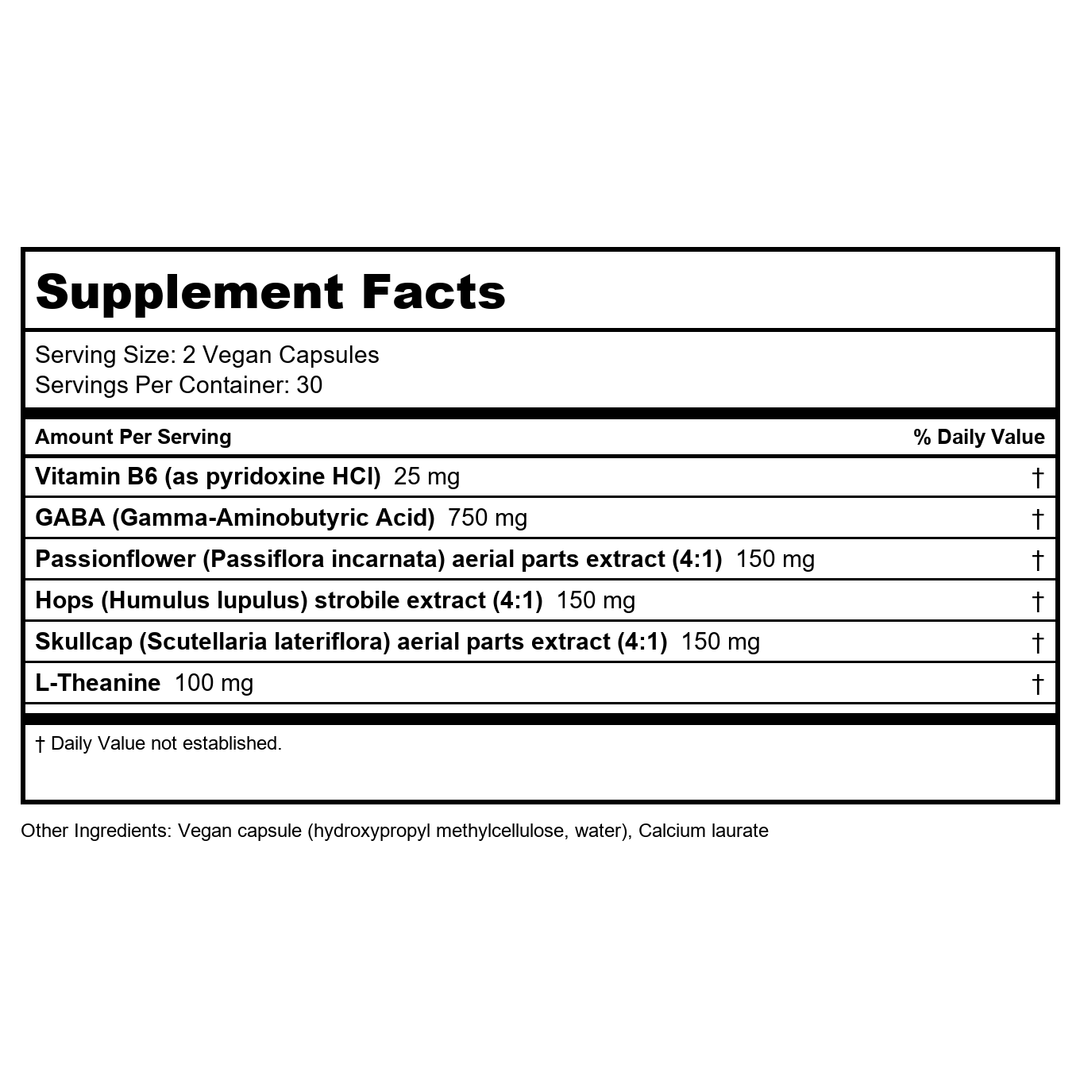 Vitanica GABA Ease 60 Vcaps - Supplement Facts panel