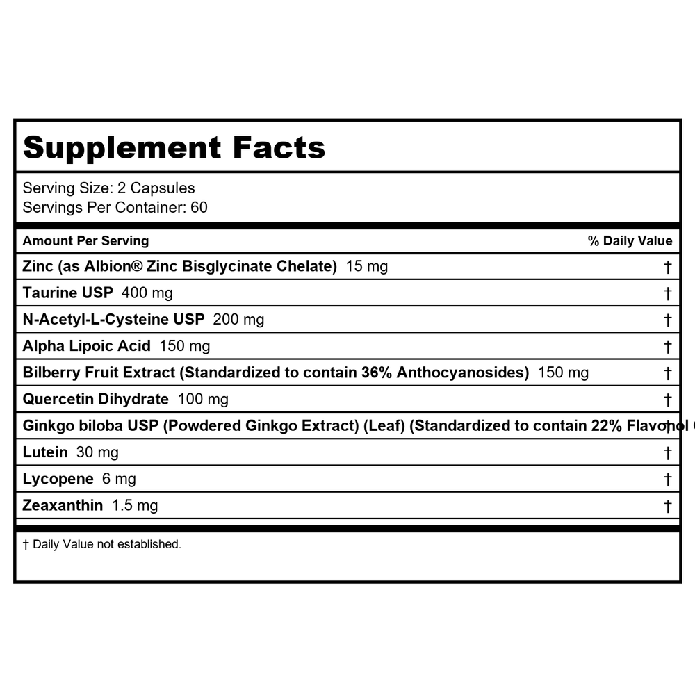 Ortho Molecular 4Sight 120 Capsules - Supplement Facts panel
