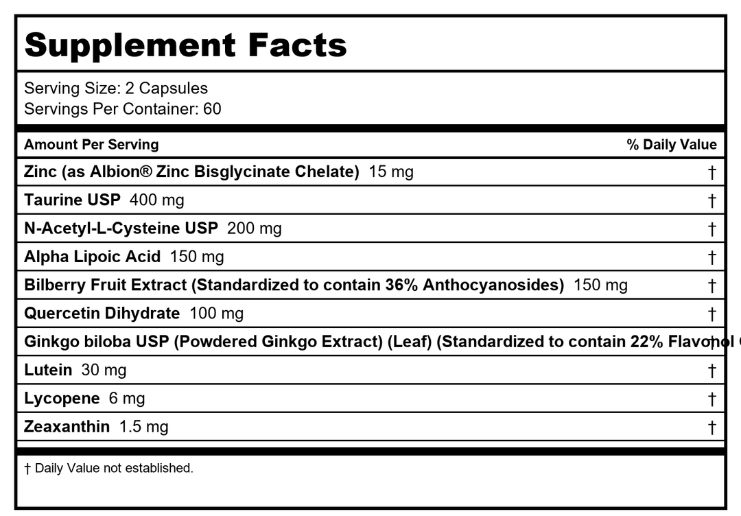 Ortho Molecular 4Sight 120 Capsules - Supplement Facts panel