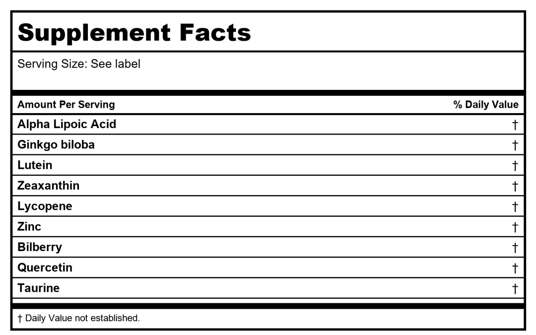 Ortho Molecular 4Sight 60 Capsules - Supplement Facts panel