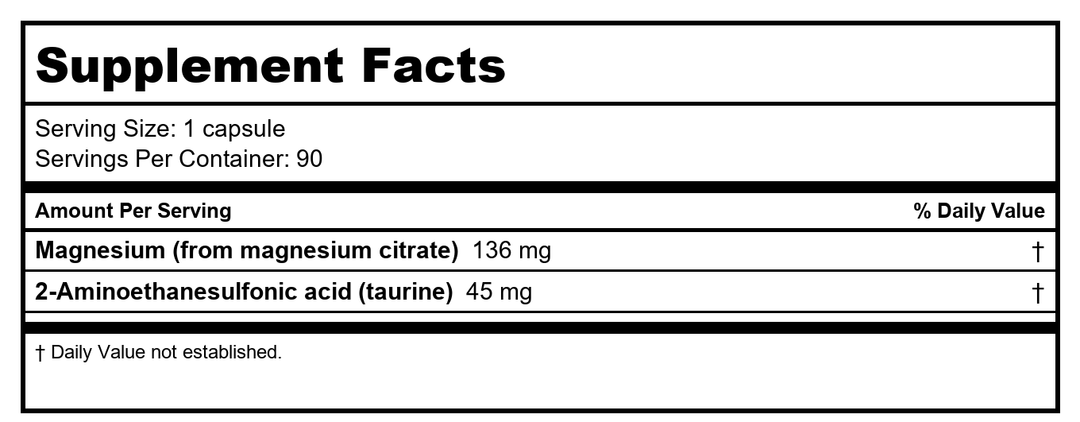 NFH Magnesium Citrate SAP 90 Capsules - Supplement Facts panel