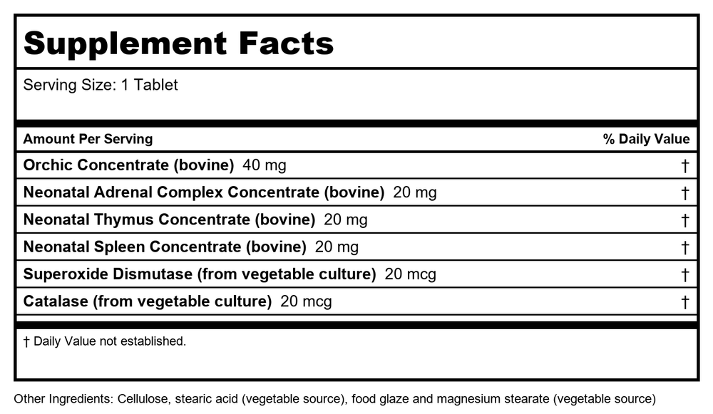 Biotics Research Cytozyme-M 60 Tablets - Supplement Facts panel