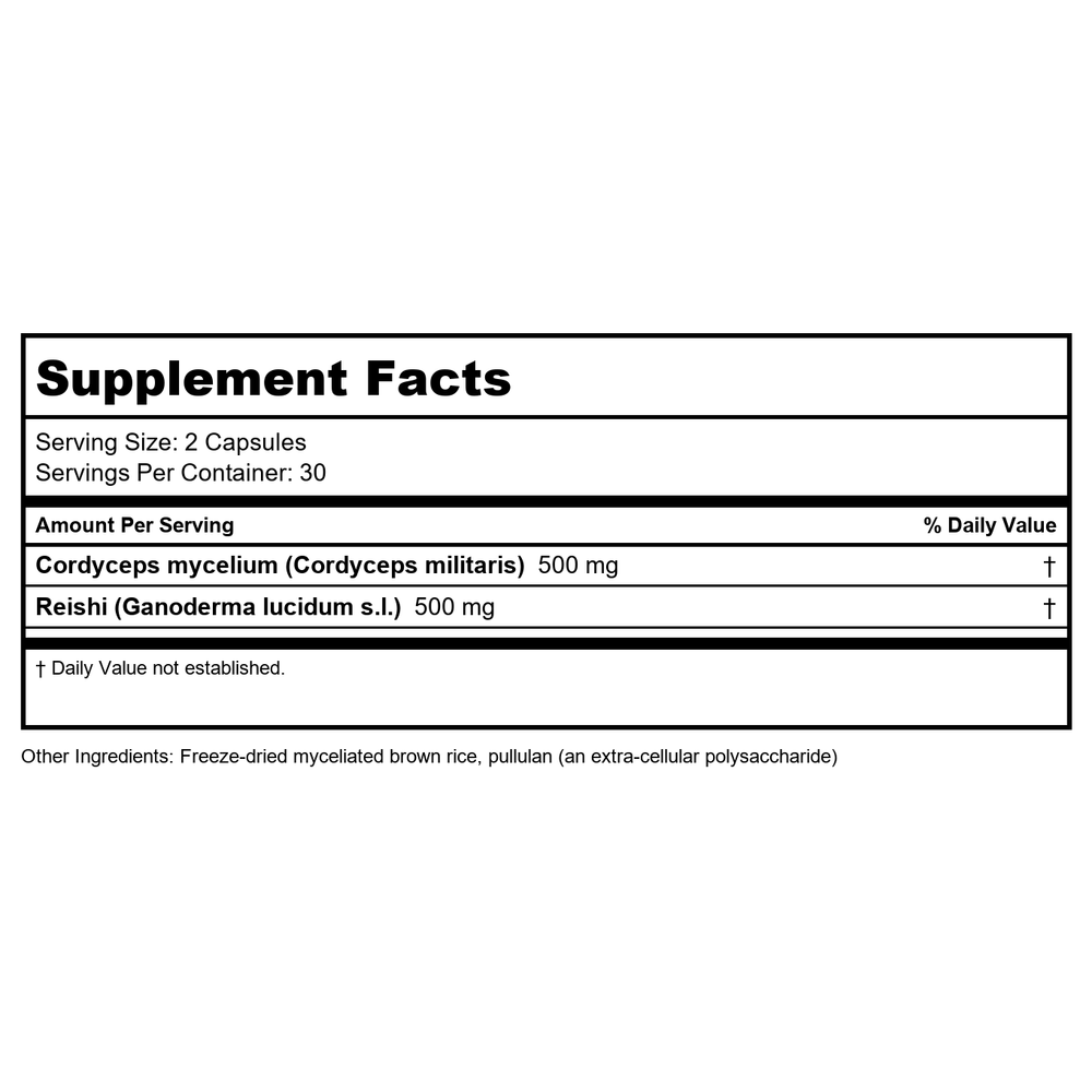 Host Defense Cordyceps Capsules 60 Vcaps - Supplement Facts panel