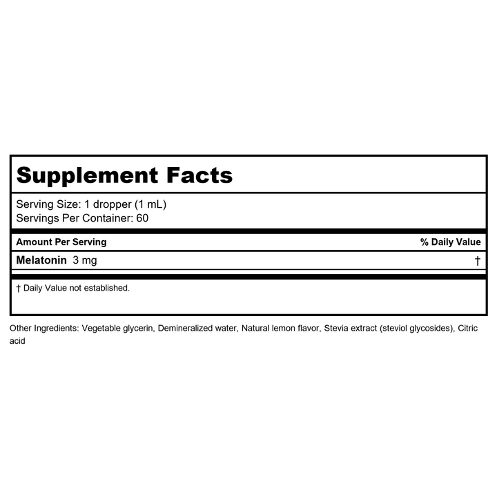 NuMedica Melatonin Lemon Flavor 2oz - Supplement Facts panel