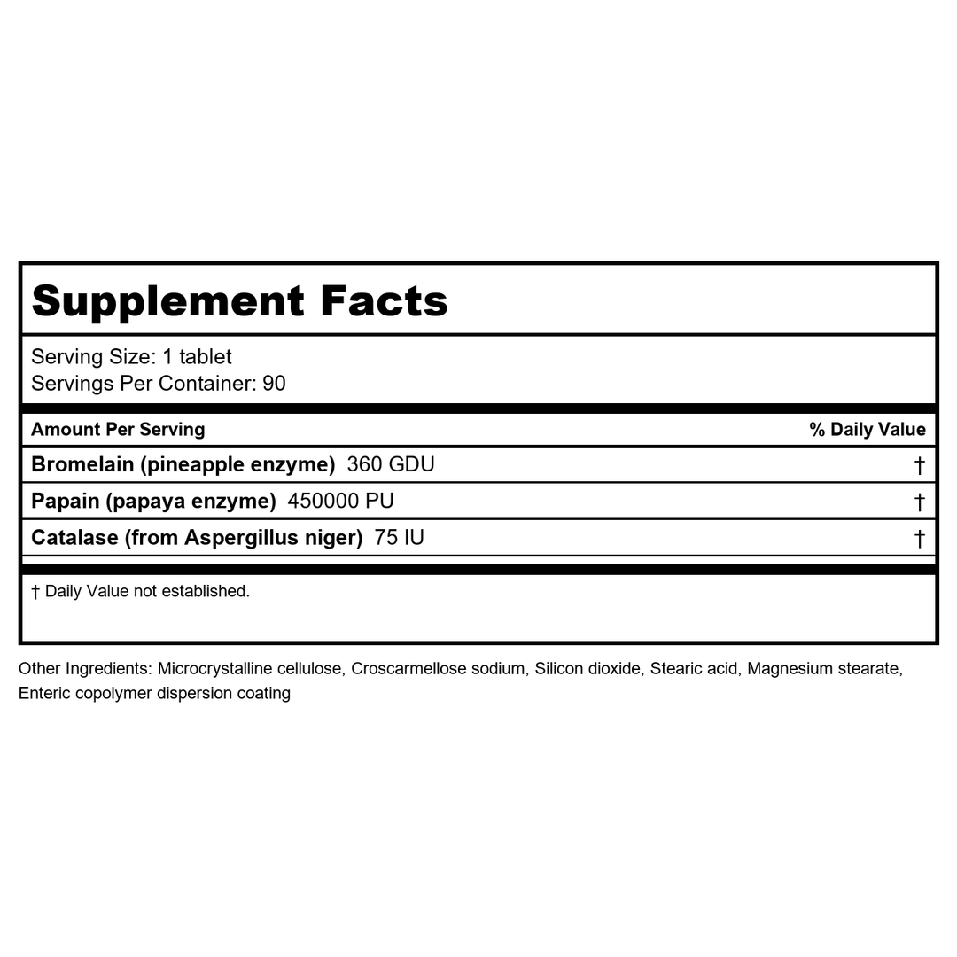 Klaire Labs Serralase 180 Tablets - Supplement Facts panel