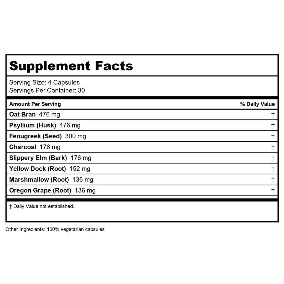 Wise Woman Herbals Fiber Flow Capsules 120 Count - - Supplement Facts panel