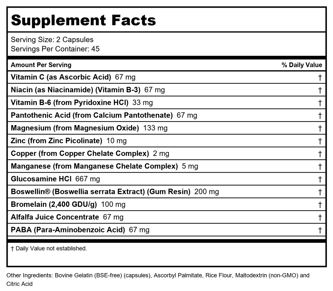 Now Foods Joint Support 90 Vcaps - 3290 - Supplement Facts panel
