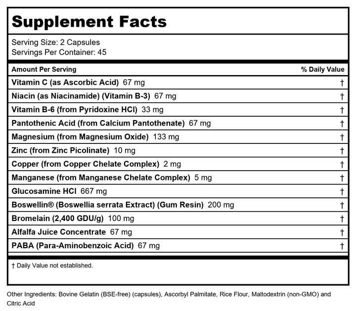 Now Foods Joint Support 90 Vcaps - 3290 - Supplement Facts panel
