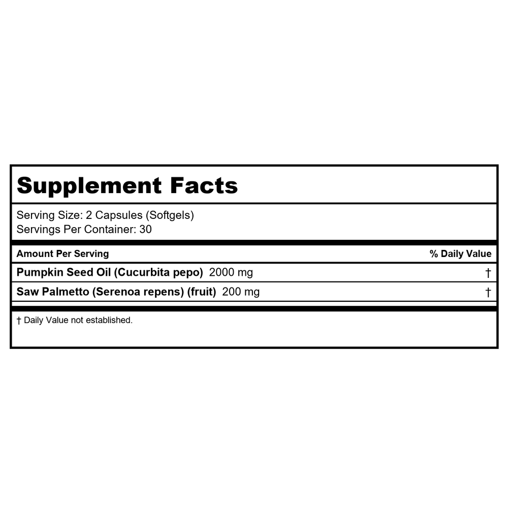 Thompson Pumpkin Seed Oil 1000mg 60 Softgels - Supplement Facts panel