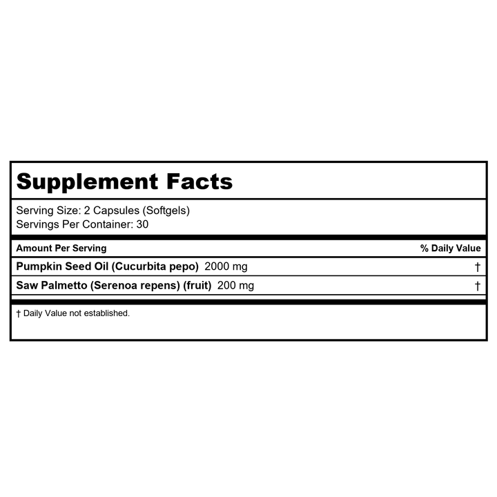 Thompson Pumpkin Seed Oil 1000mg 60 Softgels - Supplement Facts panel