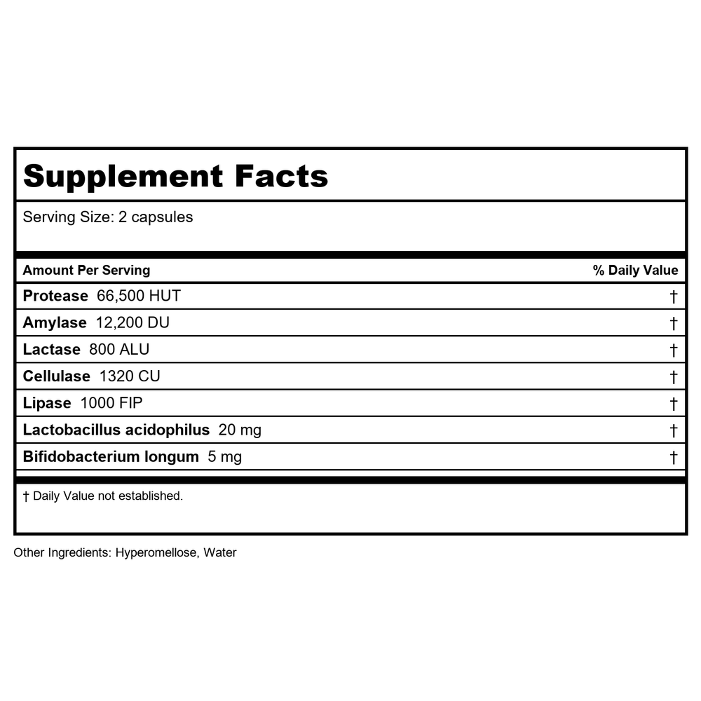 Transformation Enzymes K-Drain 1oz - Supplement Facts panel