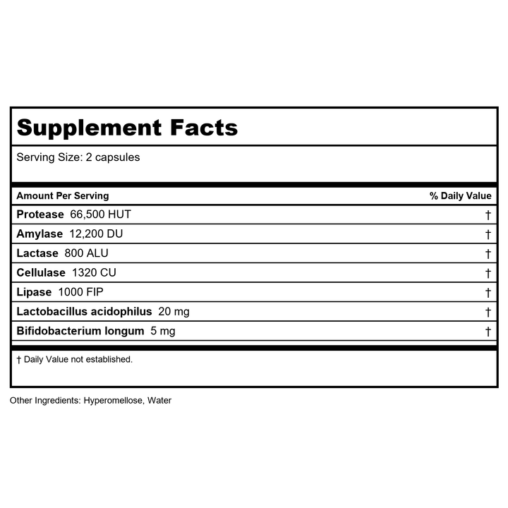 Transformation Enzymes K-Drain 1oz - Supplement Facts panel