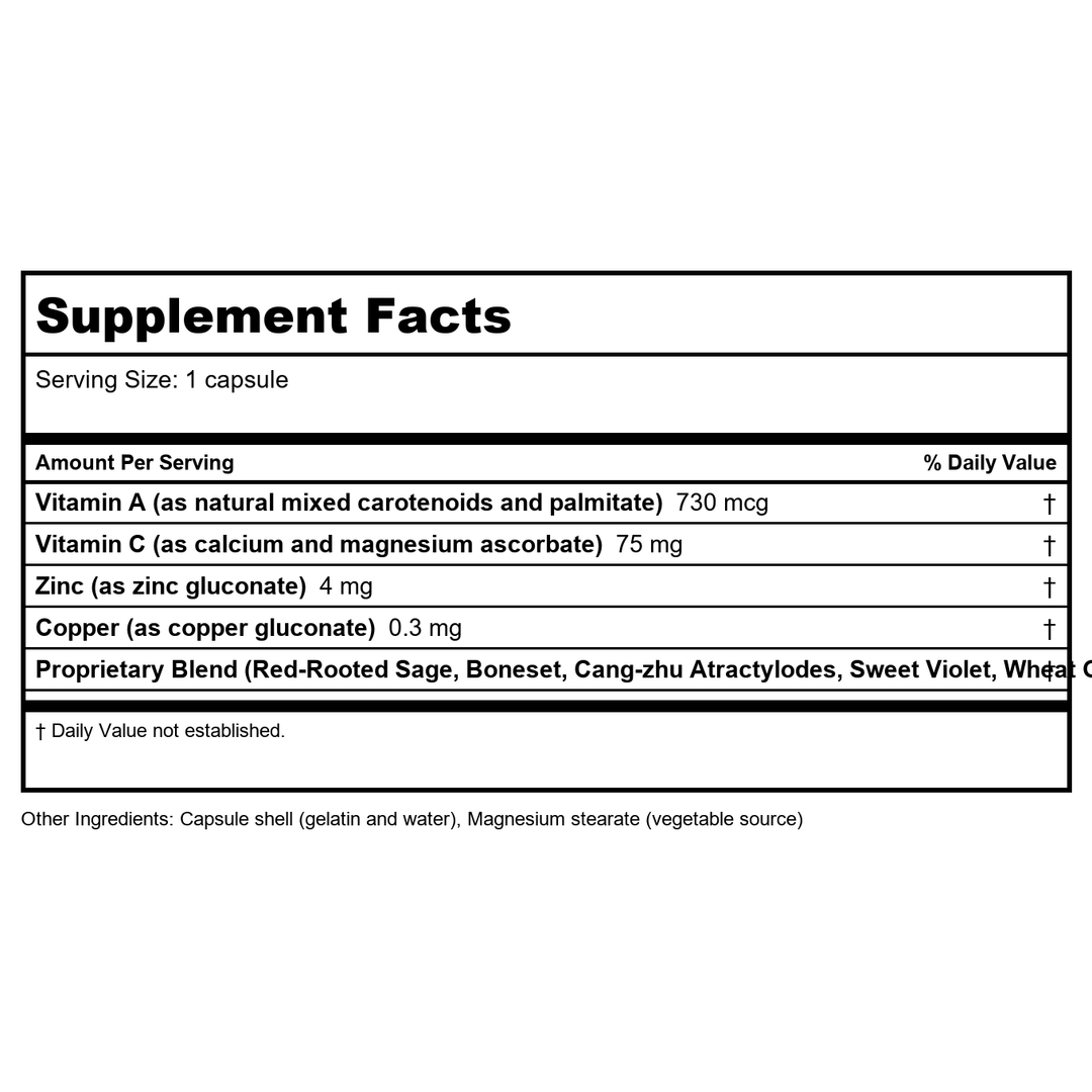 Biotics Research UltraVir-X 90 Capsules - Supplement Facts panel