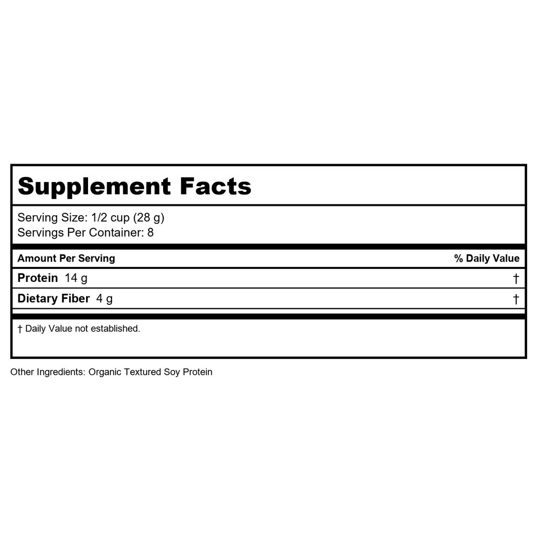 Now Real Food Textured Soy Protein Granules Organic 8oz - 6335 - Supplement Facts panel