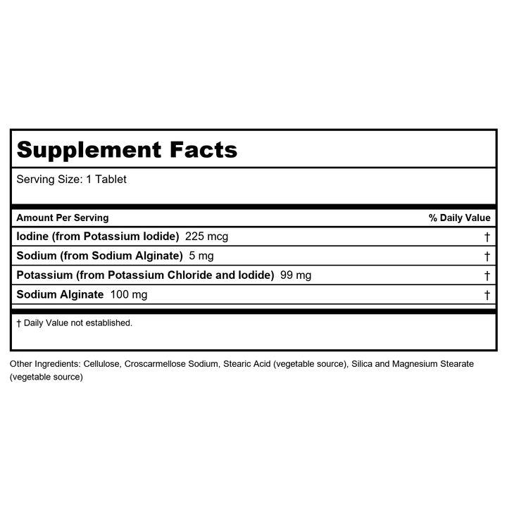 Now Foods Potassium plus Iodine 180 Tablets - 1452 - 2 Pack - Supplement Facts panel