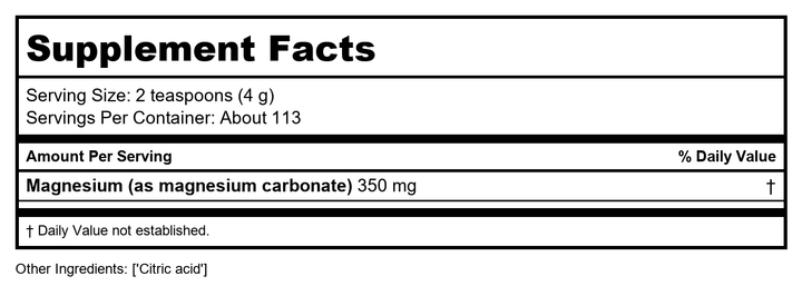 Natural Vitality Calm Original Unflavored 16oz - Supplement Facts panel