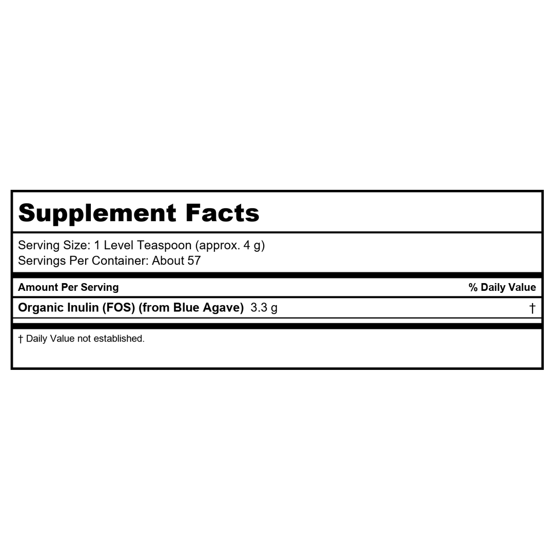 Now Foods Inulin Prebiotic Pure Powder Organic 8oz - 2944 - 3 Pack - Supplement Facts panel